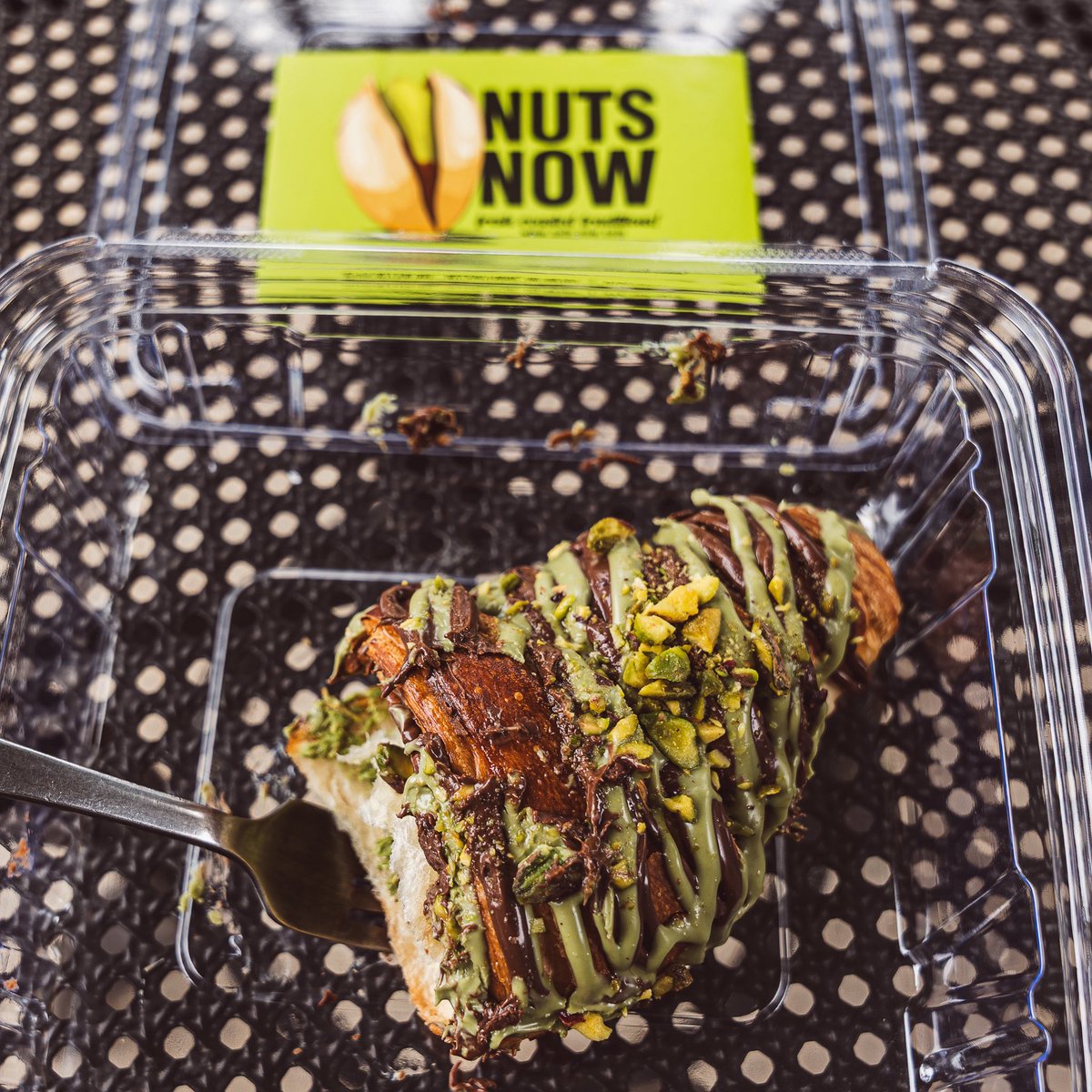 Dubai chocolate croissant from Nuts Now with a coffee hits the spot.

#nutsnow #allenpark #dubaichocolate #croissant #yummy