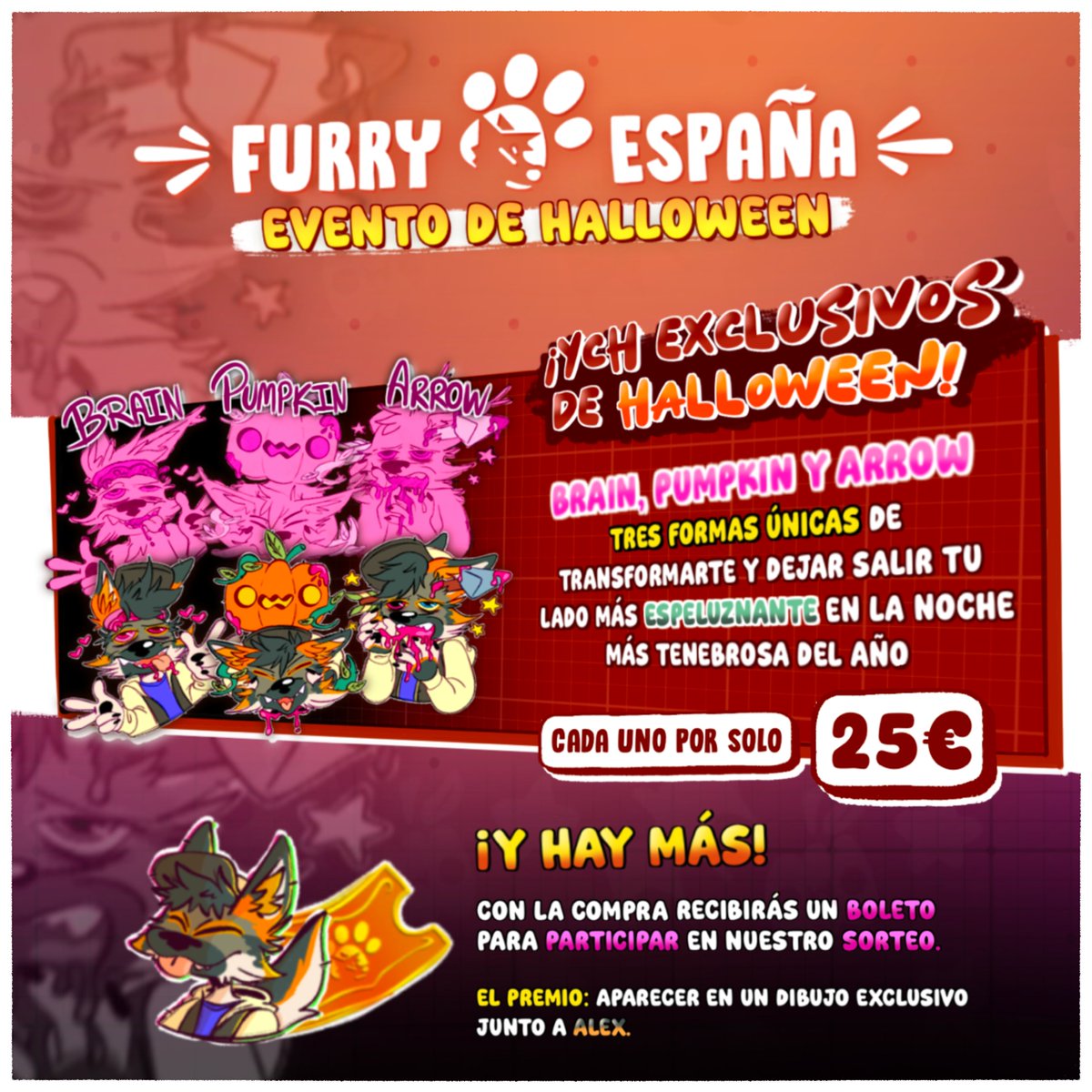 Interesados en los YCH exclusivos de Halloween contactar a <a href="/CubytoDraw/">Cubyto</a> por DM en Telegram t.me/Cubyto 😎. Este año también aparecerán los YCH en los decorados de la comunidad. 
Suerte a los participantes del sorteo!!! 
#FurryEspaña #FurryArt #Furry #Arte