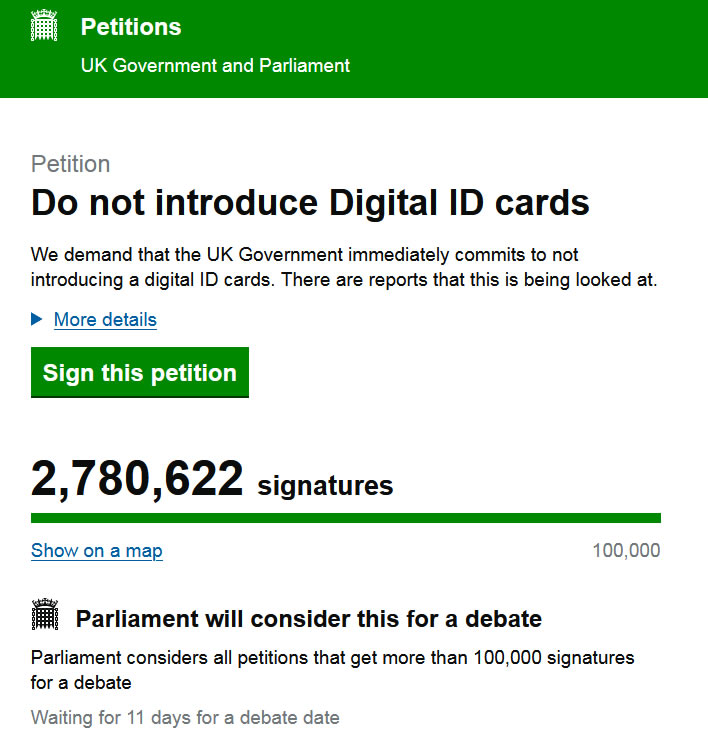 Simply_Belfast's tweet photo. UK Government responds as BritCard petition creeps towards 3 million demanding they scrap UK Digital ID Plans

The Plan is to extend BRITCARDS to include benefits &amp; tax records etc

Don't surrender your data!

MAKE YOUR VOICE HEARD - SIGN THE PETITION!

https://t.co/wITvQfqET9 https://t.co/3lhInCvveW
