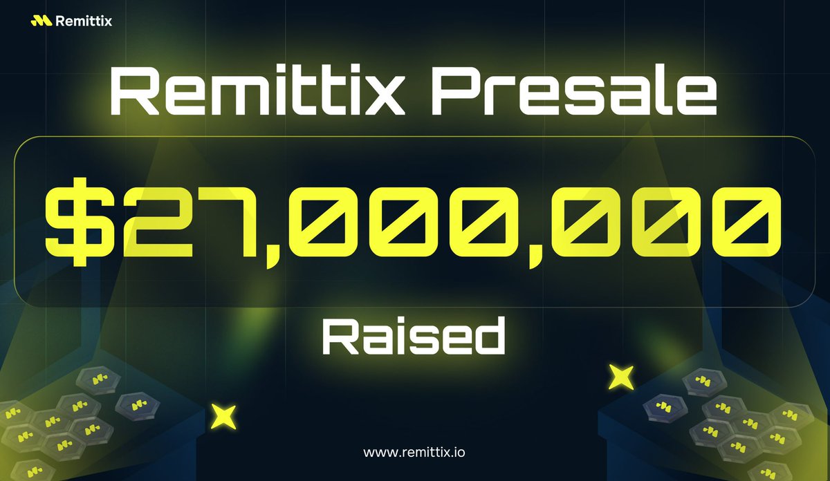 🚀 Remittix Presale Milestone Update

We’re thrilled to announce that the Remittix presale has officially raised $27 Million! 🎉

While the pace has naturally slowed a bit over the past month, the overall momentum remains strong. With the market beginning to gather more steam,