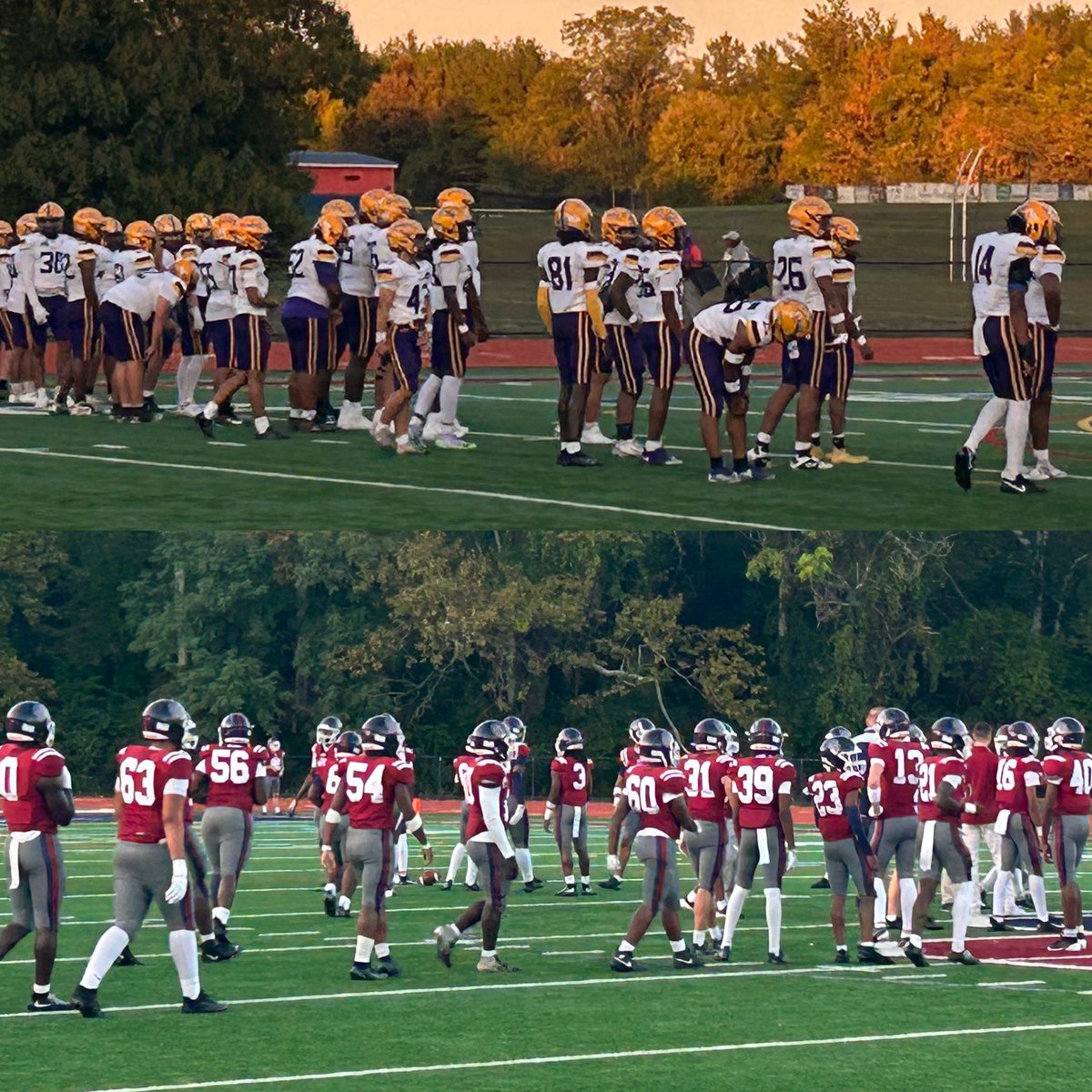 OHara_Football's tweet photo. Beautiful October night for some PCL Red Football. Visiting Roman Cahillites will be in gold-white-purple. Host Cardinal O’Hara Lions in navy-Cardinal-gray. Live updates, here from 7 pm kick to final whistle. #LetUsPrey @PCLAthletics @DelcoSports @DelcoSports @PhillySportHS https://t.co/n6fVq5LYwp