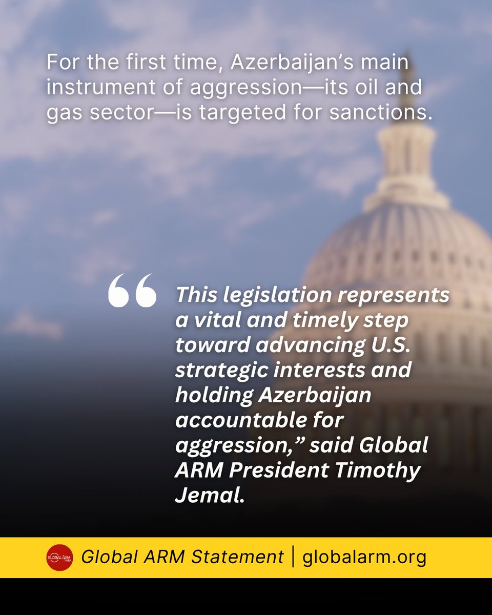 globalarm_us's tweet photo. Global ARM has been working for months on sanctions legislation and is pleased to announce that U.S. Reps. @repdarrellissa (R-CA) and @RepGusBilirakis (R-FL) have introduced the PEACE Act (H.R. 5632), a landmark bill to hold Azerbaijan accountable for repeated acts of aggression. https://t.co/TEJdA0UGHA