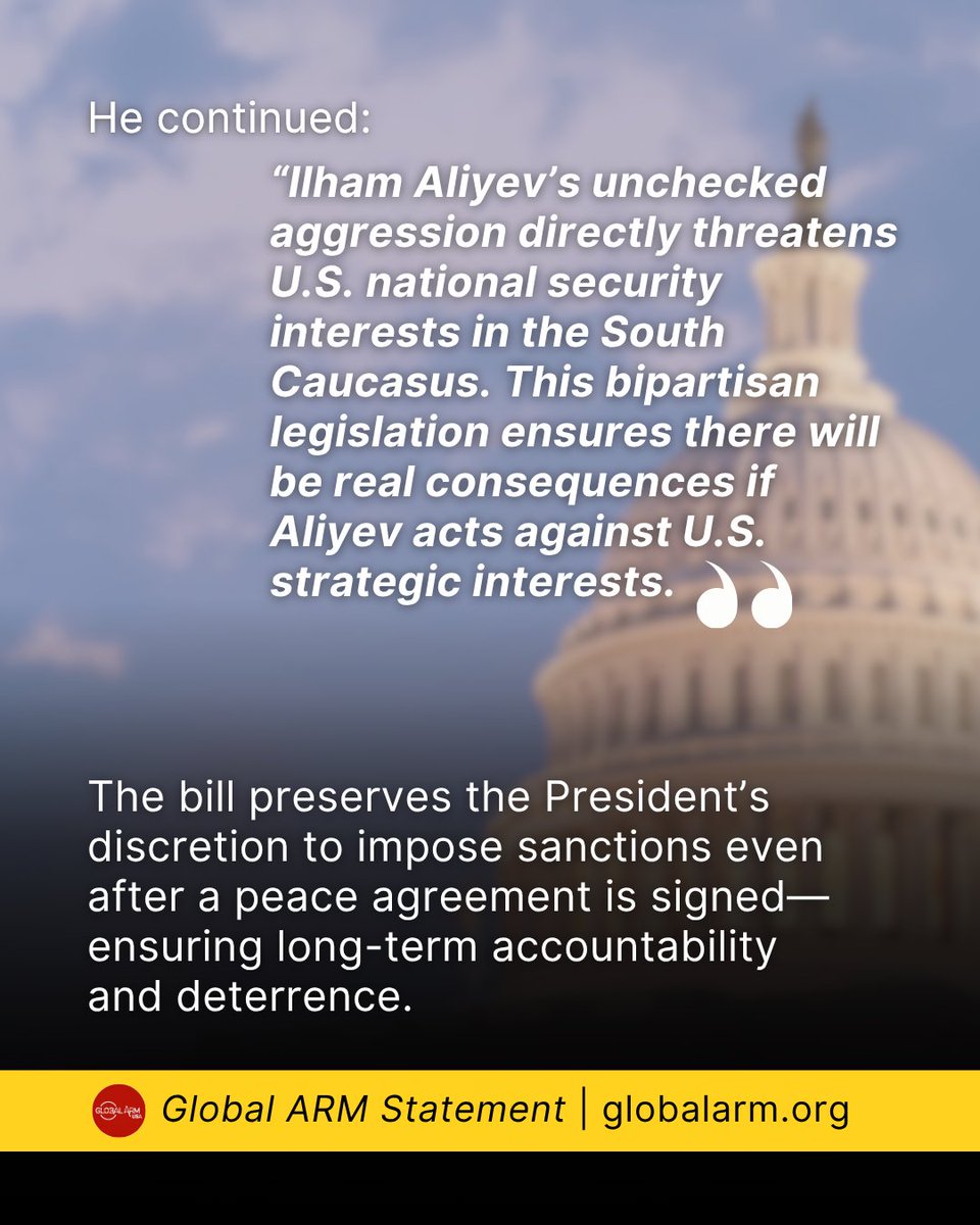 globalarm_us's tweet photo. Global ARM has been working for months on sanctions legislation and is pleased to announce that U.S. Reps. @repdarrellissa (R-CA) and @RepGusBilirakis (R-FL) have introduced the PEACE Act (H.R. 5632), a landmark bill to hold Azerbaijan accountable for repeated acts of aggression. https://t.co/TEJdA0UGHA