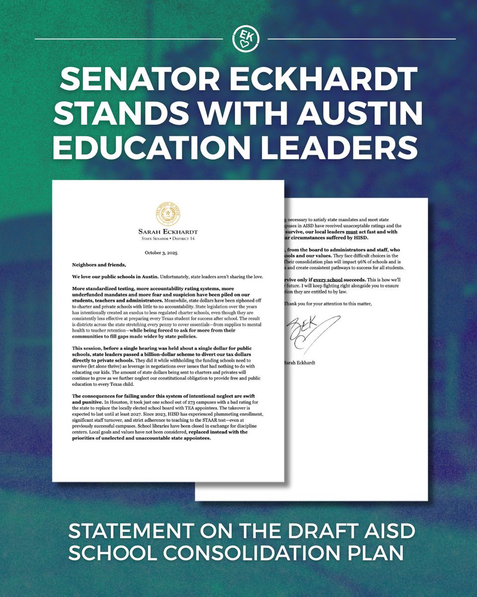 Senator Sarah Eckhardt tweet media