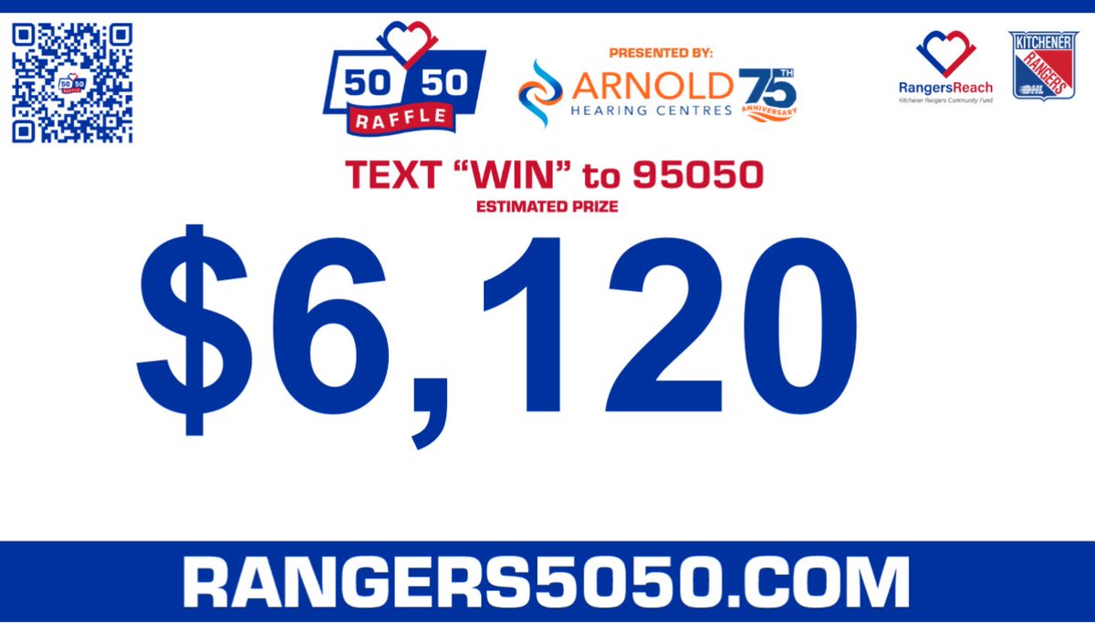 🔥 JACKPOT CLIMBING

Don’t miss your chance — it’s already at $6,120!

Grab your 50/50 tickets before 9:15pm ET ⏰

👉 Rangers5050.com or text “WIN” 95050  

Standard data and message rates may apply