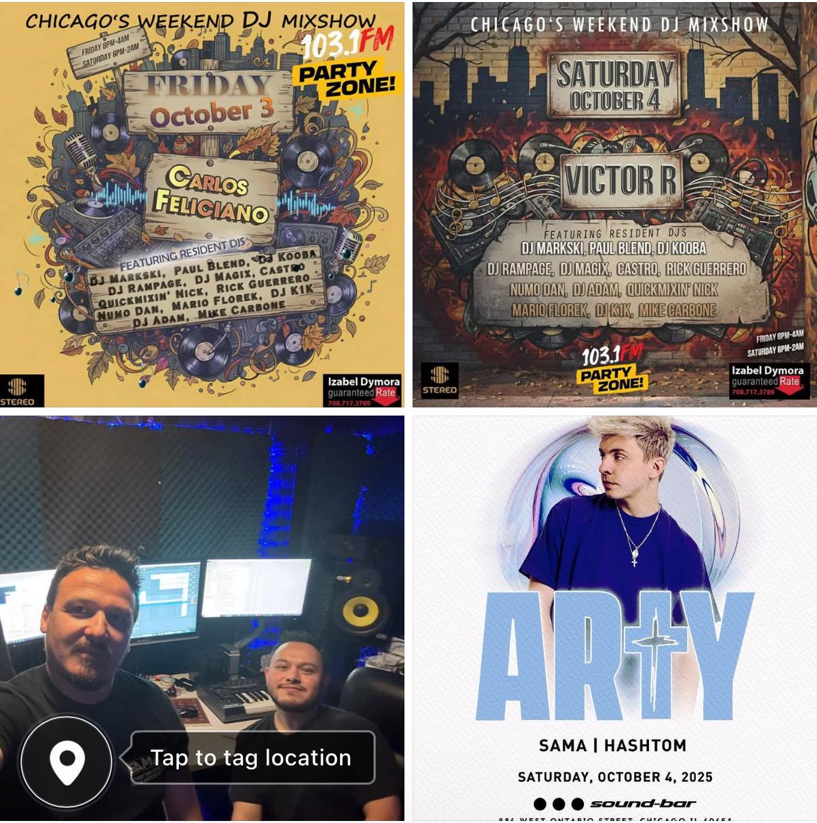 This weekend two new Saul Monares &amp; Mario Florek presents SAMA episodes @ 103.1FM PARTY ZONE #Chicago &amp; join us for 3 hrs opening set at Sound-Bar b4 ARTY … let’s party #TranceFamily