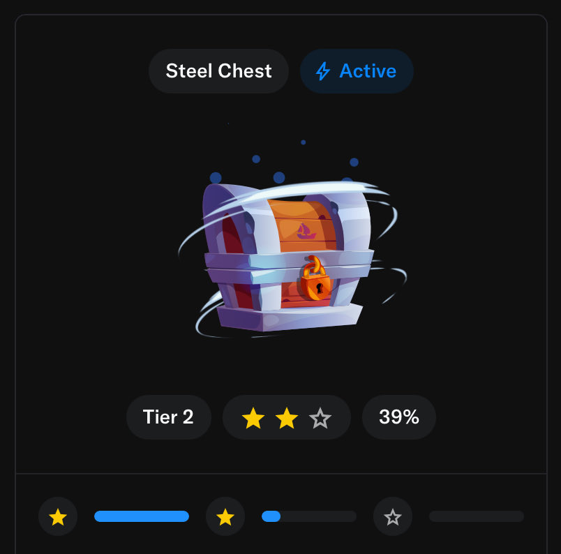Ebar_0x's tweet photo. If you are rocking an @opensea chest below Steel plz don't @ me or share your opinion on my wall.  I don't care what you have to say.  Reality is you need work harder, move out of your moms basement, stack chests, then share your opinion https://t.co/xF52NrYlTi