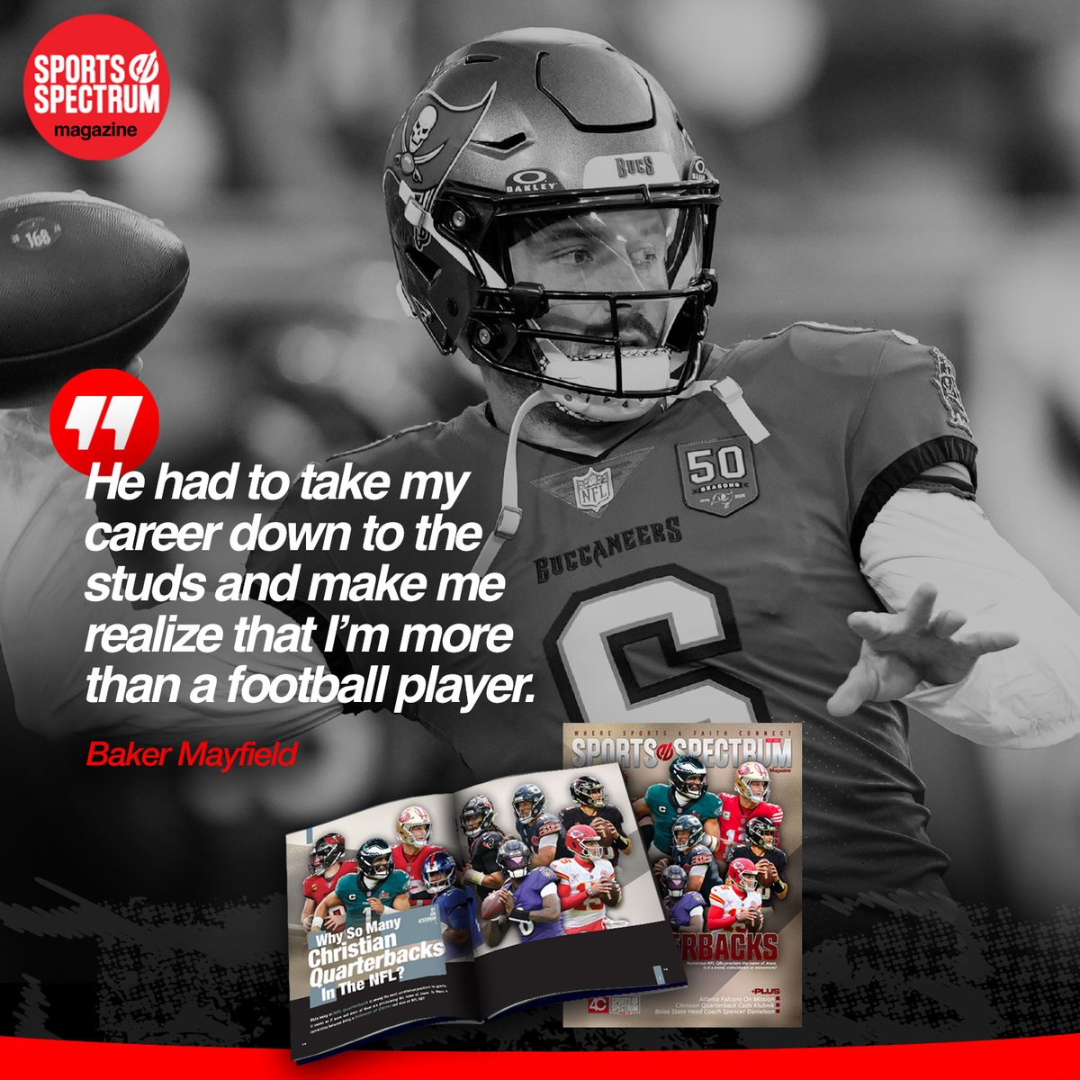 Sports_Spectrum's tweet image. While playing one of the most scrutinized positions in all of sports, more &amp;amp; more NFL quarterbacks are proclaiming the name of Jesus. Is there a correlation between being a follower of Christ and also an NFL QB?

Check out our latest magazine cover story!
loom.ly/Dz5zZfU