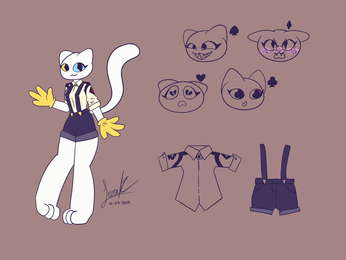 Silverflame2401's tweet photo. Ladies and gentlemen, welcome my newest OC Lazz!!~ Lazzi is character based off the show The Amazing Digital Circus and deck of cards. She’s one for thrills &amp; fun.
CREDITS: Base used by @someonefishy09 // Character, clothes, and faces by me
#theamazingdigitalcircusoc #oc #kitty https://t.co/aNhdZ8PYQe