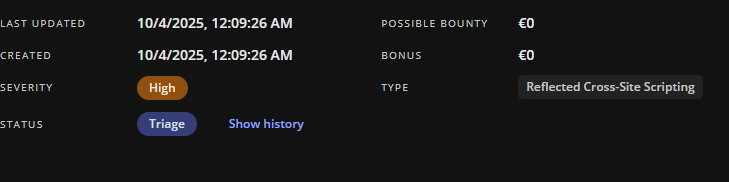 gabbytech01's tweet image. Got a Reflected XSS 
CWE-79 Reflected XSS cross-site scripting 
#bugbountyhunting @4osp3l 
@intigriti
