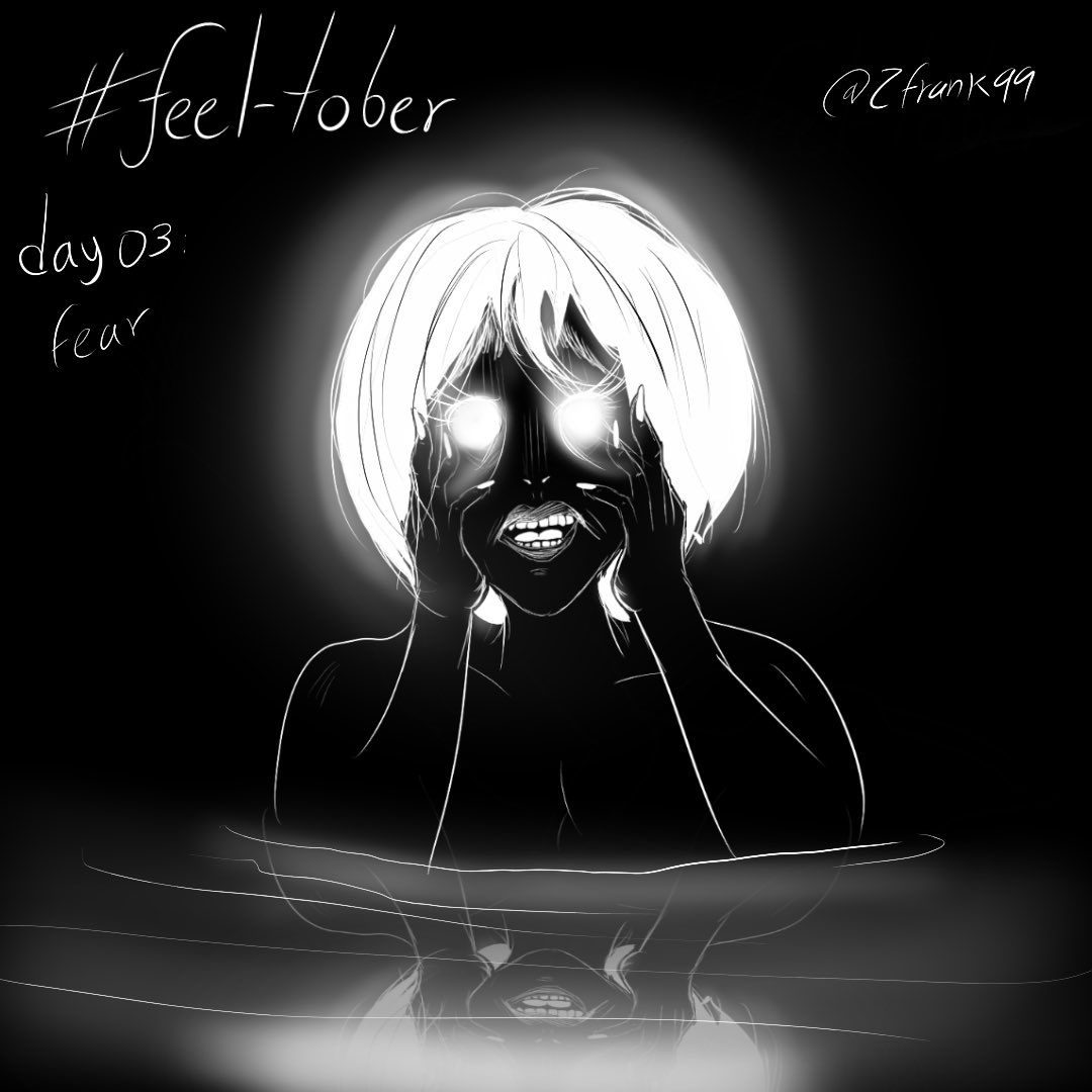 Nunca e hecho un inktober o kinktober, este tampoco será el año, pero me pareció divertido ilustrar algunas sentimientos y sensaciones que me cuesta expresar con palabras, y como más vale tarde que nunca

 #feeltober dia 3: miedo