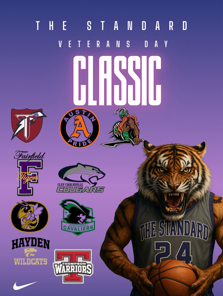 The Teams are set for the Biggest Veterans Day Classic in the state!!! NOV 11 

Minor 
Gadsden City 
Fairfield 
Oxford 
Austin 
Huffman 
Clay 
John Carroll 
Hayden 
Thompson
🍿🍿🍿🍿🎥🎥