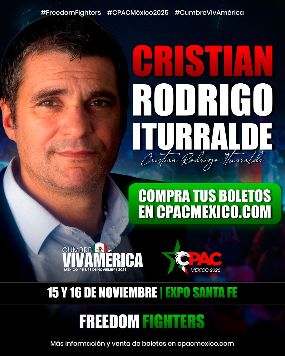 CRIturralde1's tweet image. TODO UN PRIVILEGIO (CPAC MÉXICO)
Agradezco a @EVerastegui, @jeancarlopmag y otros amigos por la invitación. Será un privilegio estar juntos a varios amigos, entre ellos @PMunozIturrieta, @mlukacs, @DanannOficial, @Eduardo_Bittar y otros.