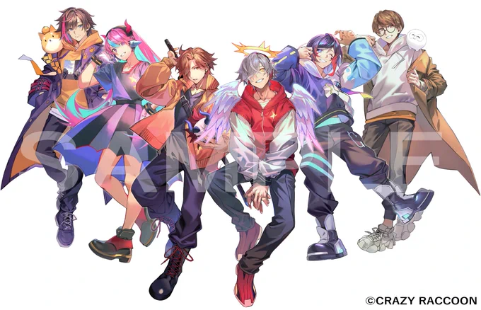 【work】 Crazy Raccoon×GiGO 掲載許可をいただいたので改めまして 本日より開催される 【 Crazy Raccoon×GiGO 】 キャンペーンにて使用されるメンバー6名のイラストを描かせていただきました!!! よろしくお願いいたします! #CR #CrazyRaccoon #GiGO