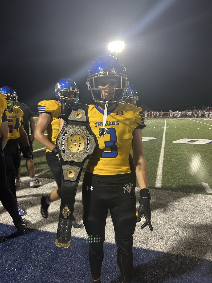 Maroa-Forsyth Football (@mtffootball) on Twitter photo Trojans win 46-6 to move to 6-0!
The Turnover belt and chain was out tonight!! <a href="/CaydenBham3/">Cayden Birmingham</a> had an interception and <a href="/gunnar_larner/">Gunnar Larner (Class of 2028)</a> had a fumble recovery! Trojans win 46-6 to move to 6-0!
The Turnover belt and chain was out tonight!! <a href="/CaydenBham3/">Cayden Birmingham</a> had an interception and <a href="/gunnar_larner/">Gunnar Larner (Class of 2028)</a> had a fumble recovery!
