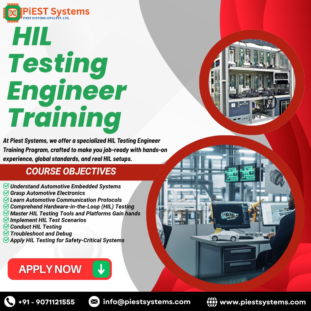 piestsystems's tweet image. Become a Skilled HIL Testing Engineer 

📞 Call Now: +91-9071121555
 👉 WhatsApp: wa.me/9071121555
 🌐 Visit: piestsystems.com/automotive-emb… 
 📧 Mail: info@piestsystems.com

#HILTesting #AutomotiveEmbedded #ECUValidation #TestAutomation #FunctionalSafety