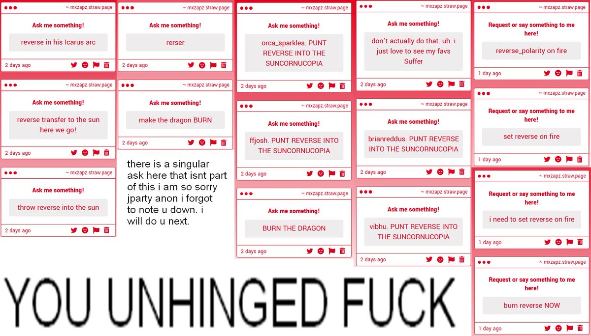 MxZapz's tweet image. OK. HERES UR REVERSE OK. IM NOT SETTING HIM ON FIRE. OK? MEANIE.
#reverse_polarity #reversepolarity #admintwt