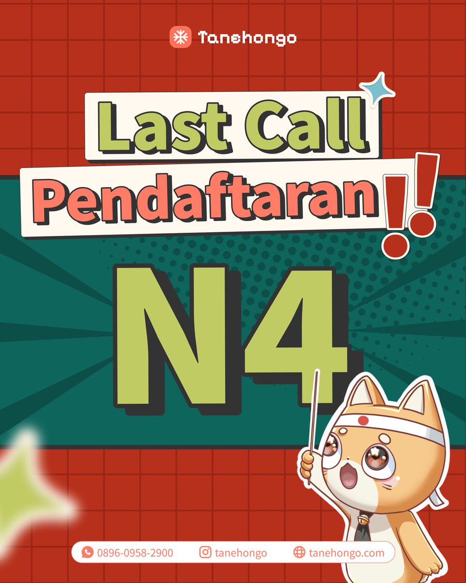 tanehongo's tweet image. 🚨 Last Call kelas N4

Kelas bahasa Jepang level N4 akan kick-off sebentar lagi: Senin, 06 Oktober 2025 🌸🎌

Ini beberapa pendapat dari Nakama yg belajar di Tanehongo:
• “Kelasnya interaktif”
• “Materi gampang nyantol di kepala”
• “Materi ga text book banget tpi relate sama…