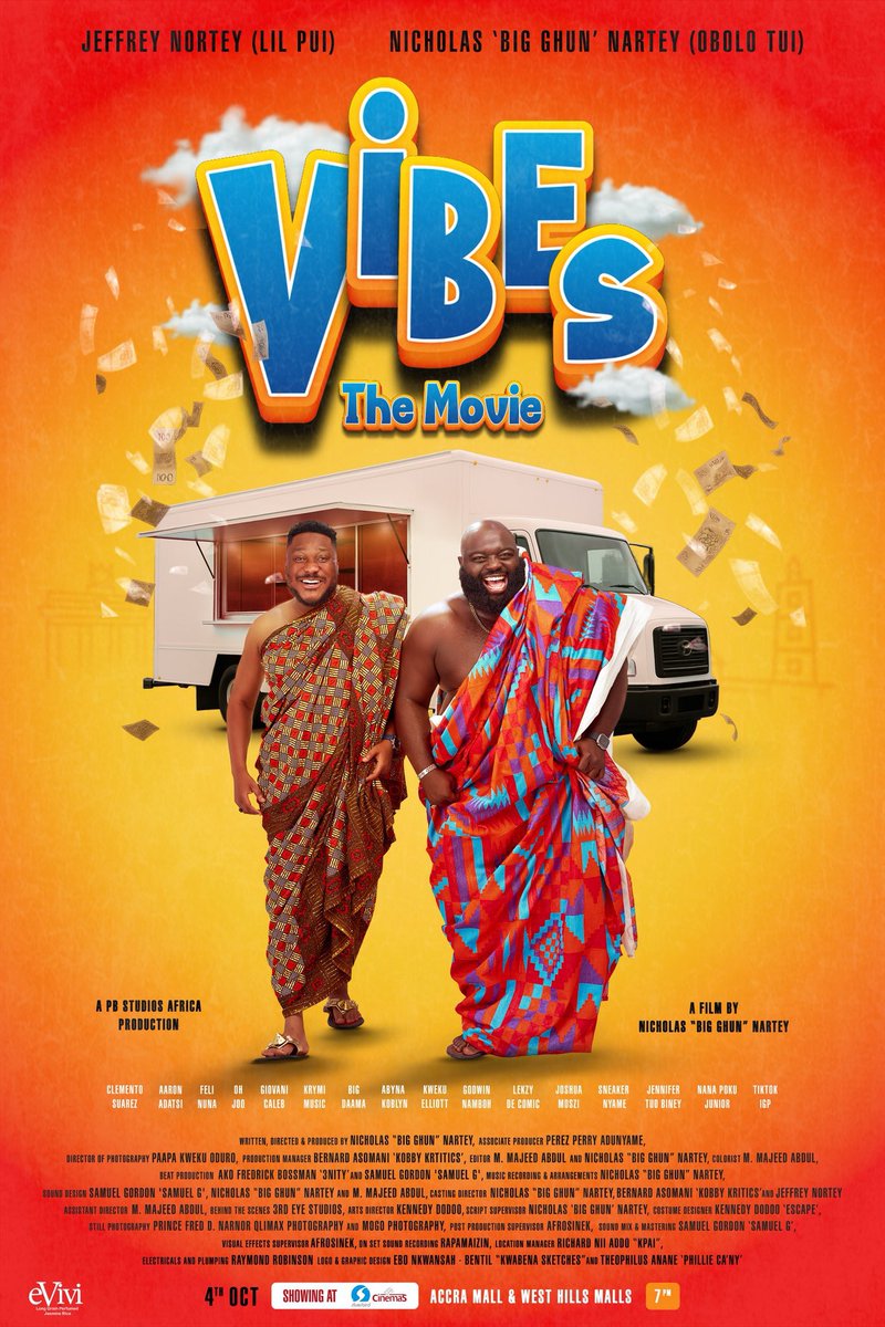 Fellow Ghanaians, our dear brothers <a href="/TheBigGhun/">BIG GHUN</a> <a href="/nortey_jeffrey/">Jeffrey Nortey</a> need us now more than ever. After cooking a sumptuous meal, we must honor them by joining in the feast tonight #VibesTheMovie 

Not late to purchase tickets
Together, let's make tonight historic! ❤️🔥