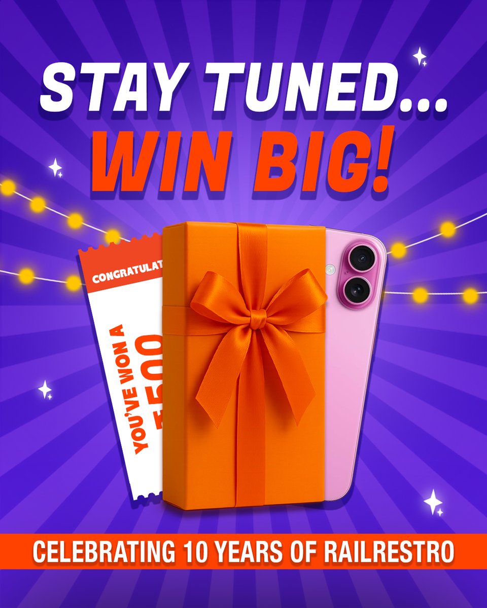 Railrestro's tweet image. RailRestro completes 10 incredible years!
It’s celebration time!
Join RailRestro’s 10th Anniversary Contest &amp;amp; win exciting prizes
Download the RailRestro App today!
Android: play.google.com/store/apps/det…
iOS: apps.apple.com/in/app/railres…

#RailRestro #eCatering #anniversary #ContestAlert