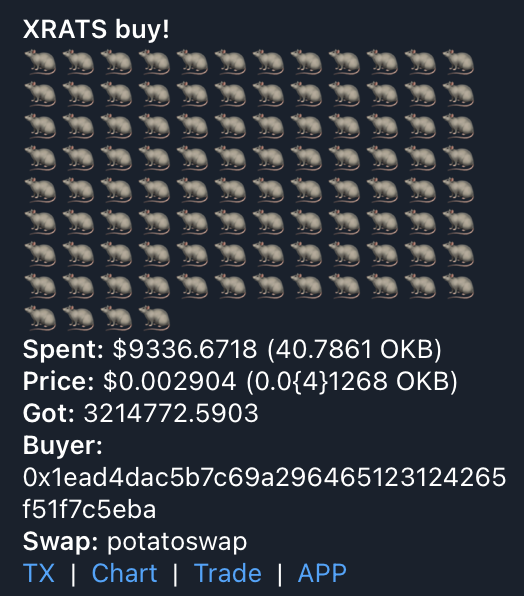 Infecting ONE whale at a time with $Xrats!!! 🐳🐀🧪
<a href="/XLayerOfficial/">X Layer</a> POWER