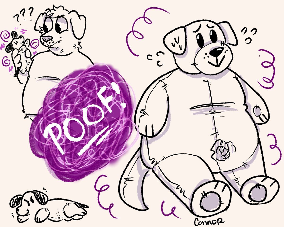 #kinktober days 2 &amp; 3- plushie &amp; transformation

nooooo dont grab the weird plushie in the thrift shop dude nooooooo