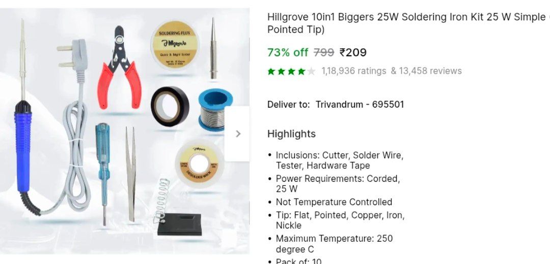 offerguruji's tweet image. LOWEST PRICE: Hillgrove 10in1 Biggers 25W Soldering Iron Kit @ ₹209

Buy👉 bitli.in/2U5A8fb

#solderingironkit #toolset #electrictools