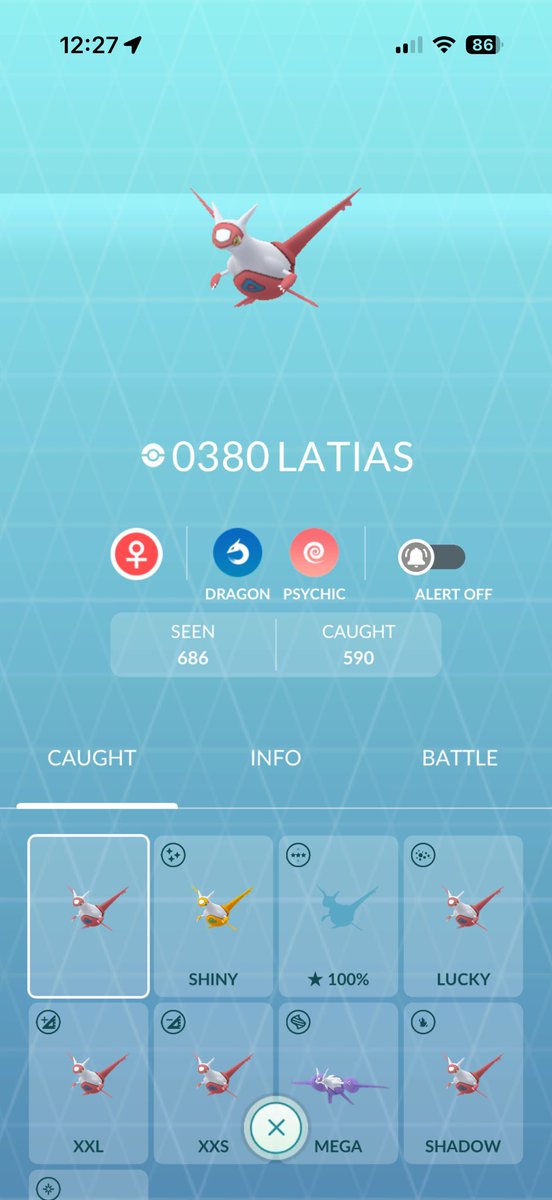 el50tw's tweet photo. After 686 encounters, I have finally caught my purified Latias hundo. Double moved. Elite charged TMed. Will power up to level 50 and mega evolve her. Don’t need to raiding her anymore and I don’t care about shiny shadow🤣 https://t.co/09ZfZ3MAov