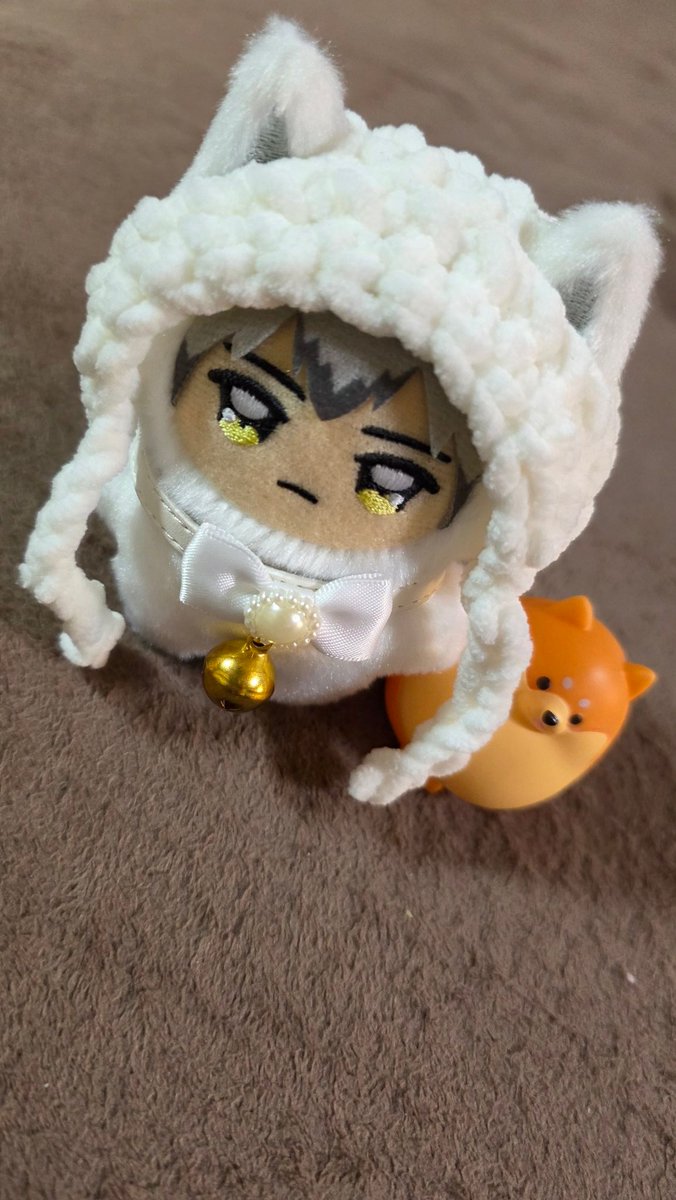 なんか、試作で作ったけどちみきたさんに似合いすぎて…😭

🌾｢ぬしさん いっしょにしゃしんとってほしいんやけど｣

なんか、気に入ってる…？
#うちのちみけも 
#ちみけものいる暮らし
#ちみけも好きな人と繋がりたい