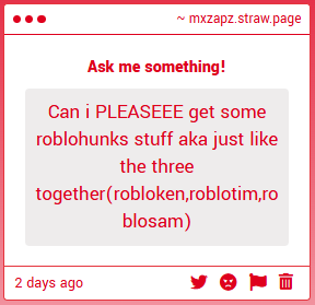 MxZapz's tweet photo. "Can i PLEASEEE get some roblohunks stuff aka just like the three together(robloken,roblotim,roblosam)" ->bet!! i will say roblosam was one pain to stylize but i hope it works!! #robloken #roblotim #roblosam #admintwt 
https://t.co/NJoG2iGYt8 https://t.co/Uf705IErKu
