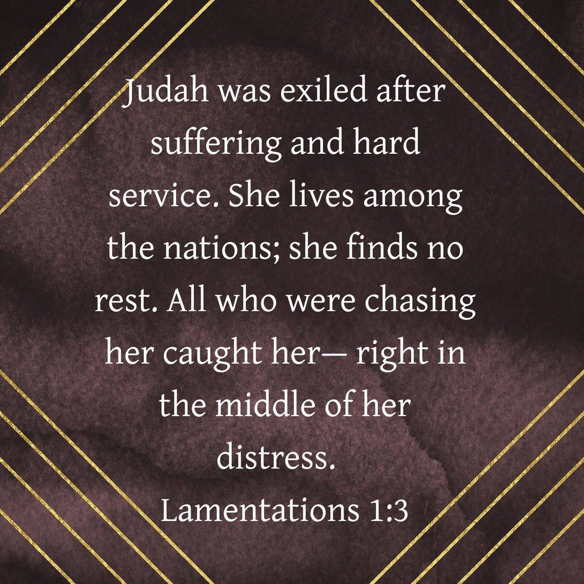 Lectionary's tweet image. Lamentations 1:3 CEB
[3] Judah was exiled after suffering and hard service. She lives among the nations; she finds no rest. All who were chasing her caught her— right in the middle of her distress.

bible.com/bible/37/lam.1…