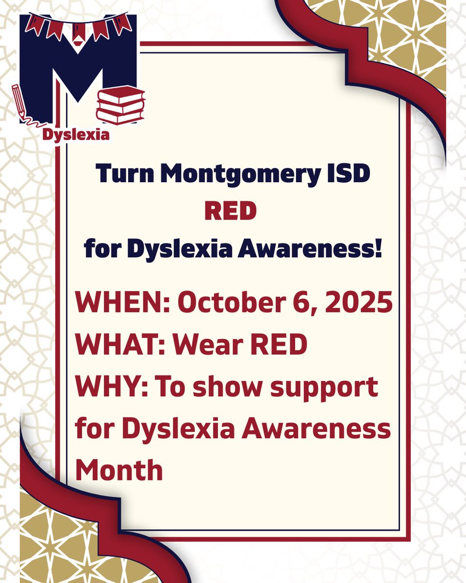 Wear RED on Monday, October 6 to show your support for Dyslexia Awareness Month!❤️