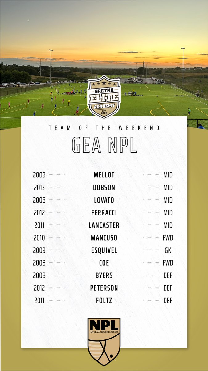 Our latest 'Team of the Weekend' 👀
￼
Our NPL girls traveled to Des Moines to battle Missouri Rush &amp; our ECNL RL boys were in town to play Sporting NE ECNL RL 👍🏻
￼
Well done to all the players nominated 
￼
#GEAECNLRL #GEANPL #BeElite