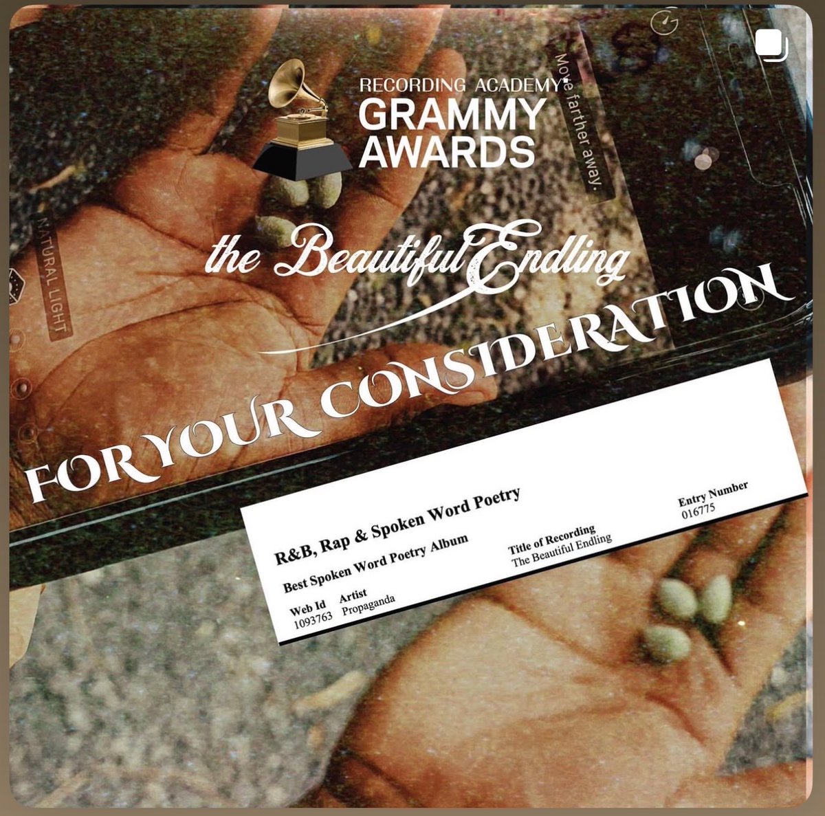 Back to that topic .. my dog Prop last album up for Grammy consideration ..hope he grab that .. and our album is up next