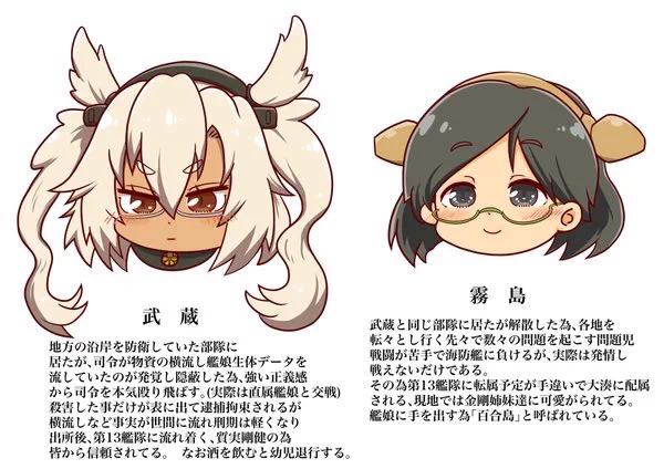 顔と設定は鳳翔・武蔵・霧島までは描いてるの…