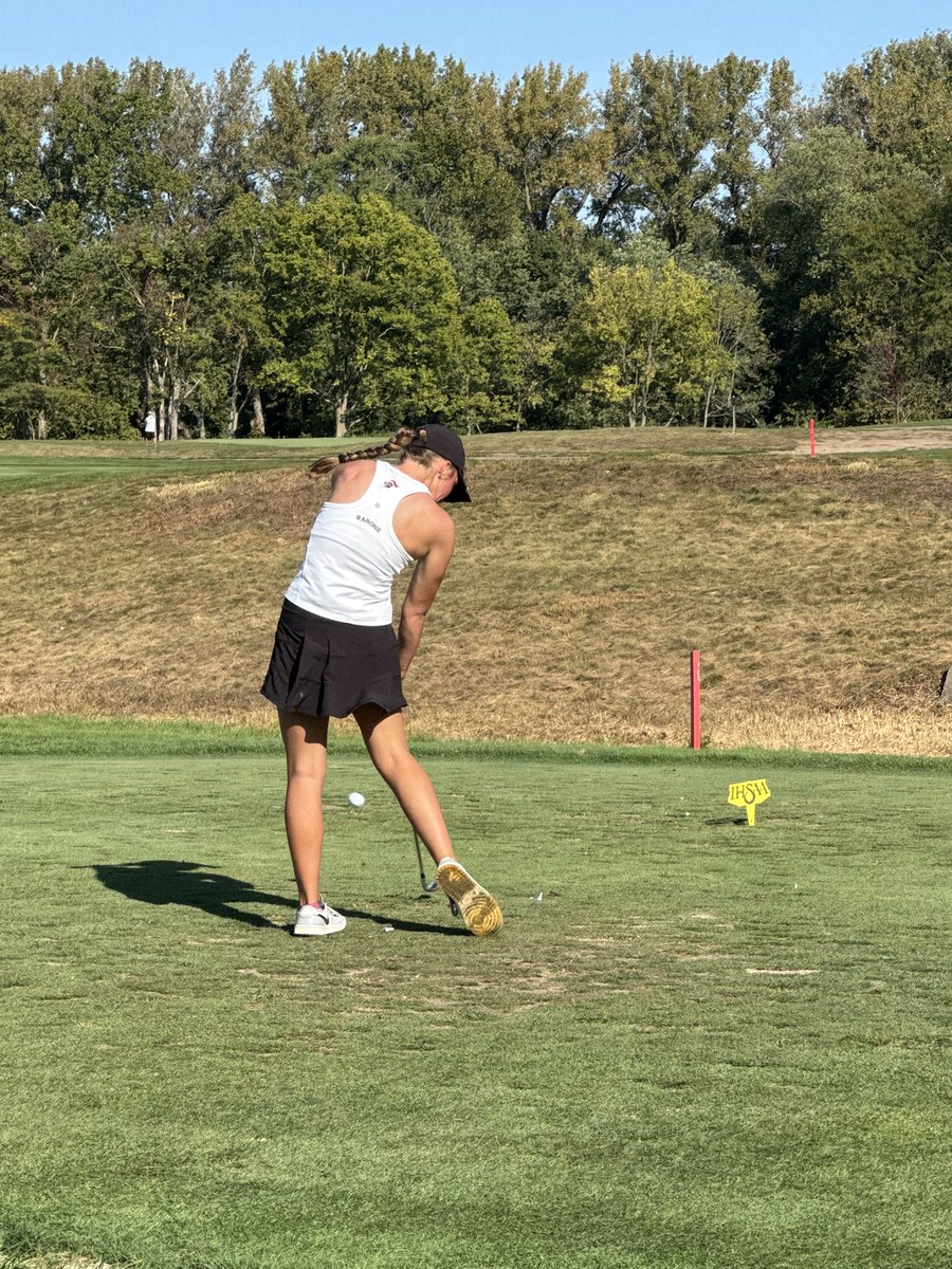 DeKalbGolf's tweet photo. Day 1 in the books tied for 13th ,
Day 2 tee times 
Hole#10 9:50 Mollee
10:00 Ellington 
10:10 Jadan
10:20 Grace
10:30 Paige 
Go Barons !!!!! https://t.co/fbUZPXi590