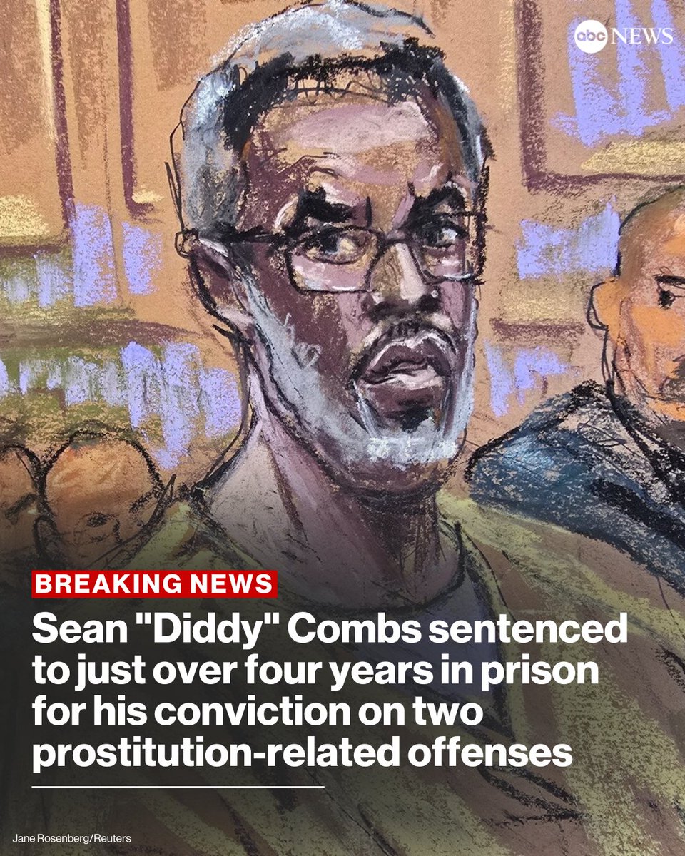 thelastshow's tweet photo. SEAN #DIDDY COMBS GETS 50 MONTHS PRISON SENTENCE!
Convicted of flying girlfriends, male sex workers around the country to engage in drug-fueled sexual encounters dubbed #freakoffs. Acquitted of sex trafficking & racketeering charges that could have put him behind bars for life https://t.co/K58ARFlCW2