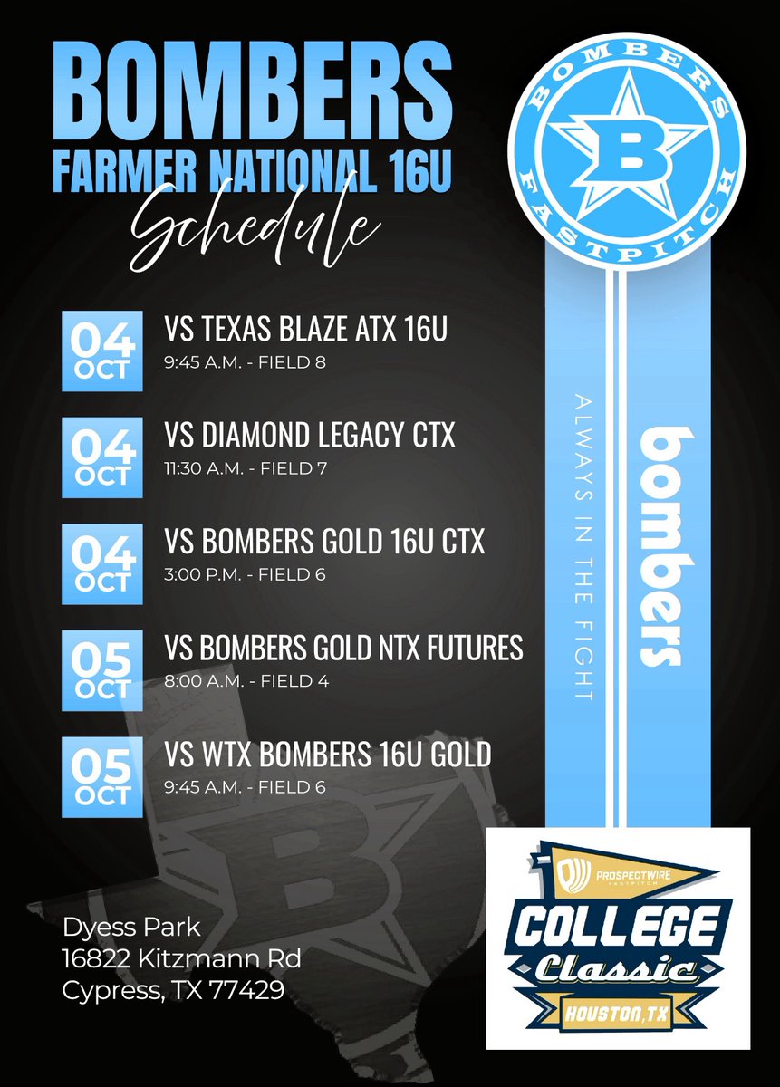 This weekend’s schedule!