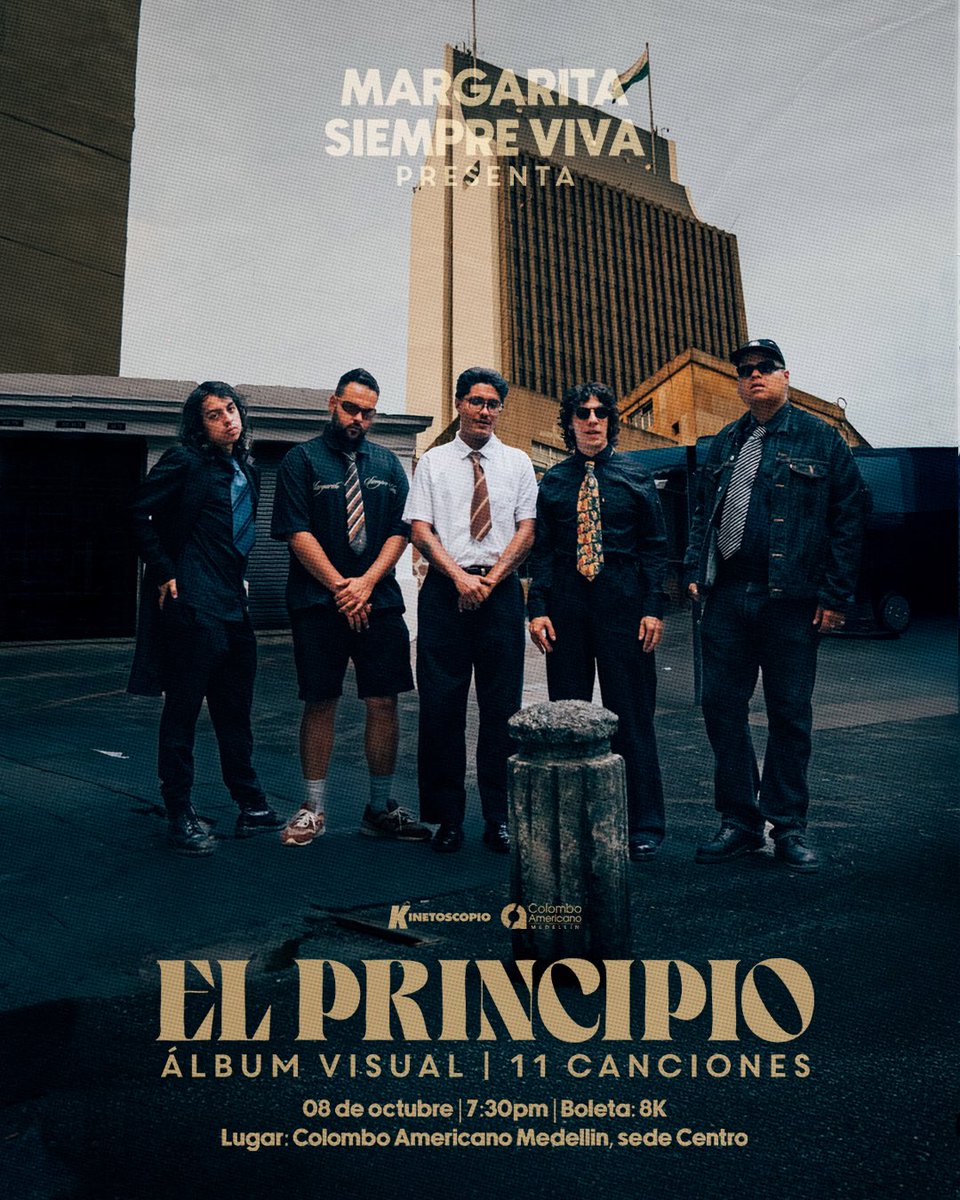 Familia y amigxs de Medellín 💐 este miércoles 08 de Octubre vamos a celebrar el estreno de nuestro cuarto álbum de estudio en la pantalla grande! de la mano del <a href="/colombomedellin/">Colombo Americano Medellín</a> y <a href="/revkinetoscopio/">Revista Kinetoscopio</a> vamos a proyectar “EL PRINCIPIO: UN ÁLBUM VISUAL DE 11 CANCIONES” 🖤🌼