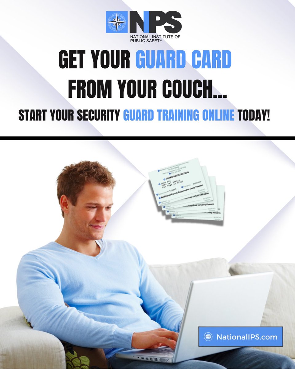 💡 Did you know you can get your California Guard Card — right from your couch? 🛋️💻

You can Start Your Guard Card Training online Today at 🌐NationalIPS.com

The security industry is growing fast, and your Guard Card is the key to getting started. This isn’t your