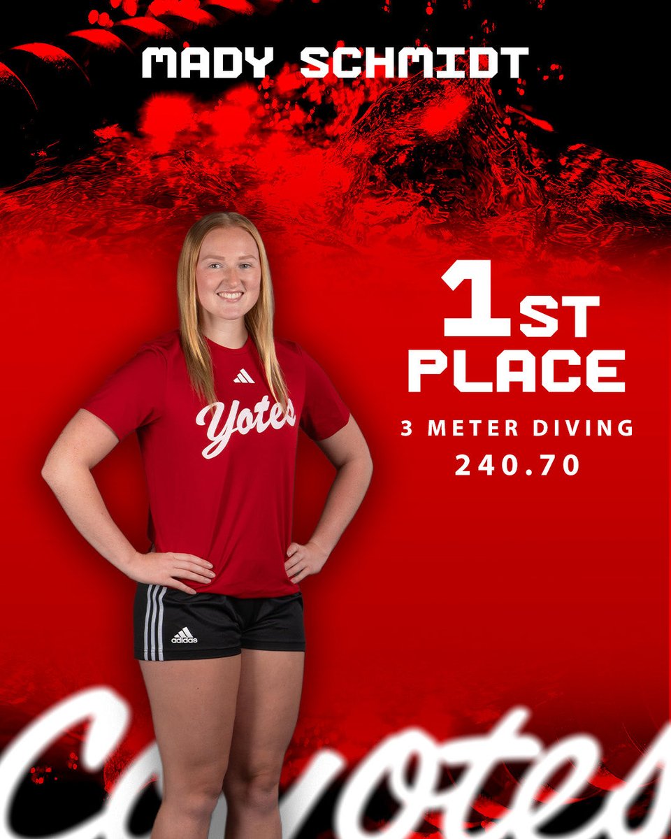 SDCoyotesSwim's tweet photo. Mady wins the 3 meter dive!

#GoYotes x #WeAreSouthDakota https://t.co/aTRJy0XBIa