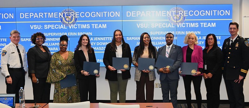 BaltimorePolice's tweet photo. BPD recently recognized the Special Victims Team at ComStat for their ongoing commitment & remarkable service to victims. In 2025, they’ve supported 1,641 cases, making a difference every day in the lives of victims, their families & our city. #VictimServices #PublicSafety https://t.co/GX6eRN14Sc