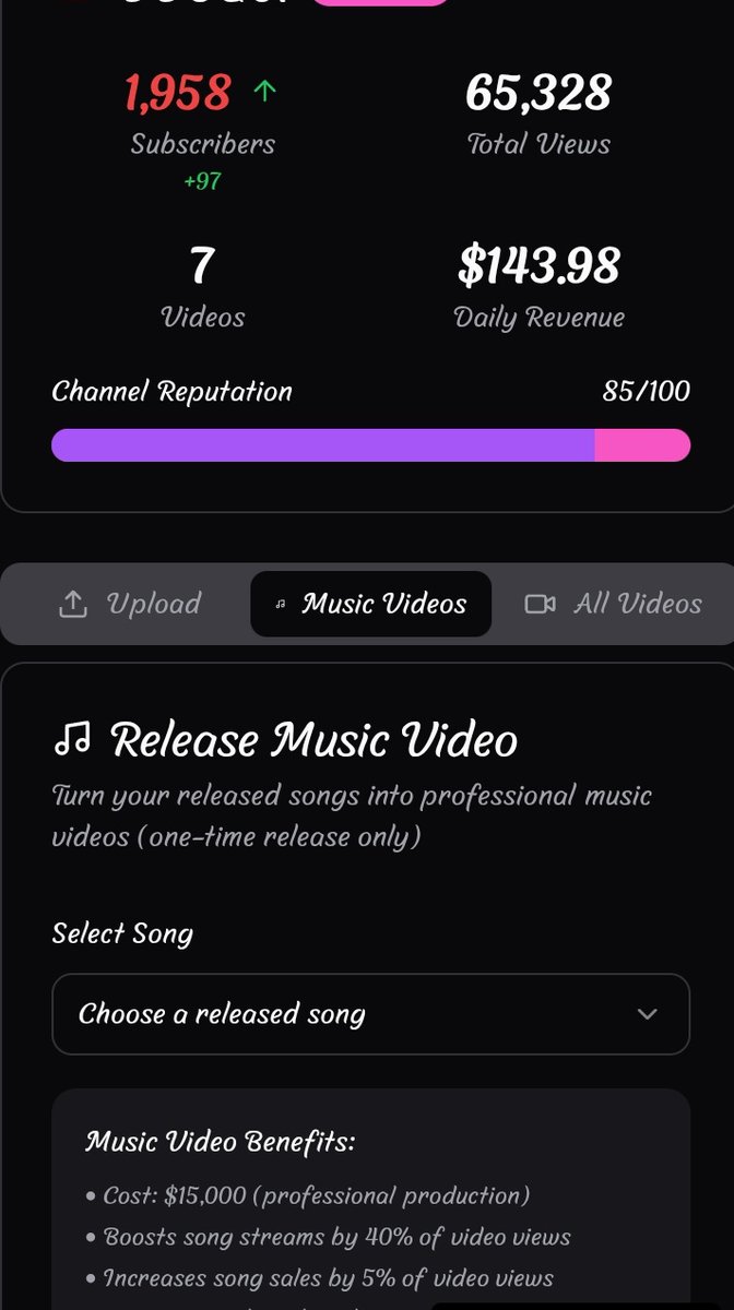 🔥NEW UPDATE DROP! 🔥

🥊 MMA Career tab (street fights ➝ pro fights)
🎤 Record songs from PRISON
📺 Drop YouTube music videos &amp; gain/lose fans
💰 Separated sales vs streams income
🚔 Prison mode: only essential tabs unlocked for max realism
#Update #Gaming 🎮