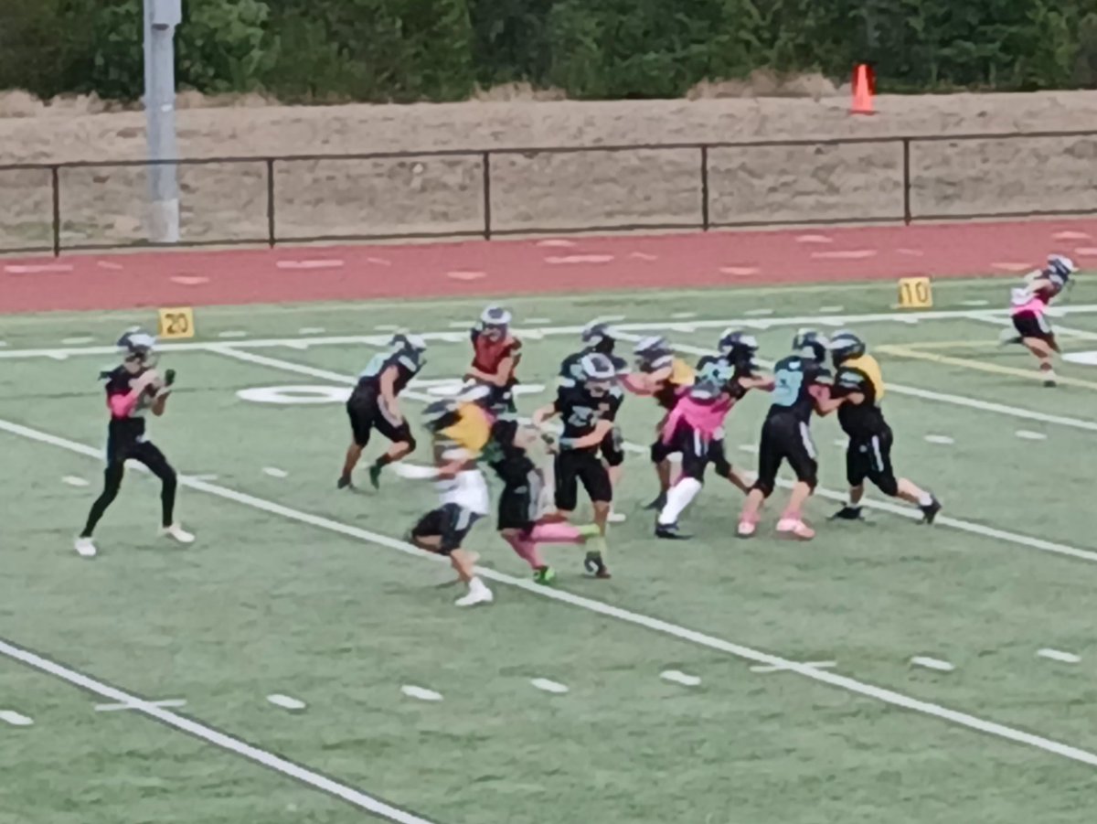 Here on Newberry Hill watching Nisqually League football between visiting East Jefferson (0-2, 1-3) and Klahowya (0-2, 0-4). It's the Eagles' homecoming night and a Pink Out theme night for raising cancer awareness.
#wafbscores
