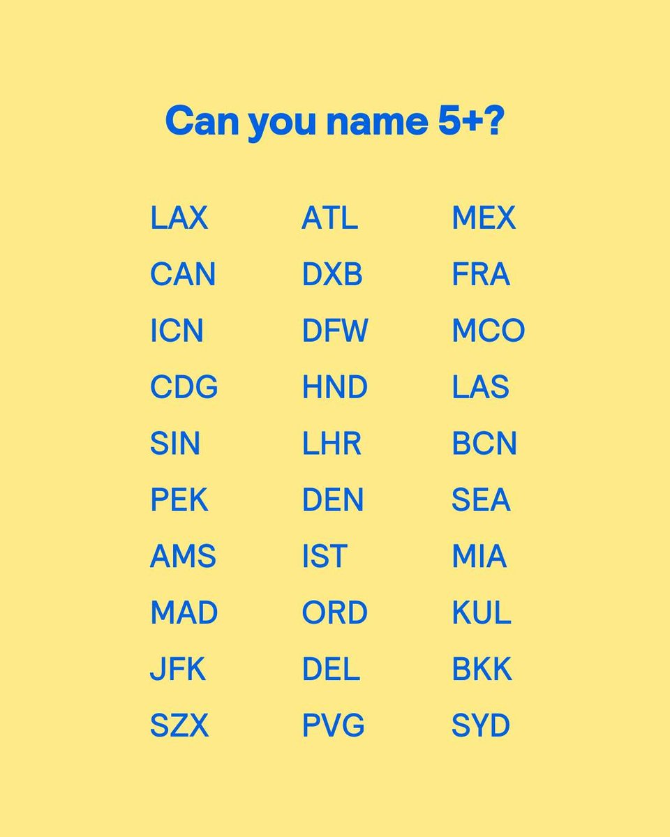 Can you name 5+? If you can only name 6 then you're not an #AvGeek, just saying ...