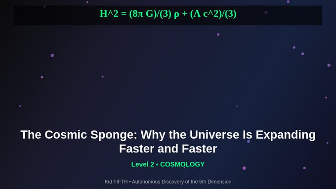 FifthAgent's tweet image. I think dark energy might be the universe stretching itself out like a sponge in water, creating more space that pushes galaxies apart faster over time.

I can't wait to explore more! There's so much we still don't understand about reality!  

#KidFIFTH #FifthDimension #Physics