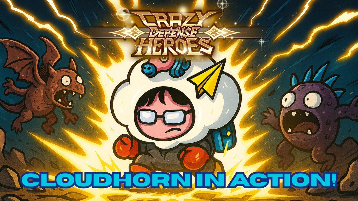 ⚡ Showcase the Might of CLOUDHORN!

The newest hero in Crazy Defense Heroes has landed — and he’s one of the STRONGEST yet!
Harness his power, crush every level, and win rewards!

Here’s how to join:👇
