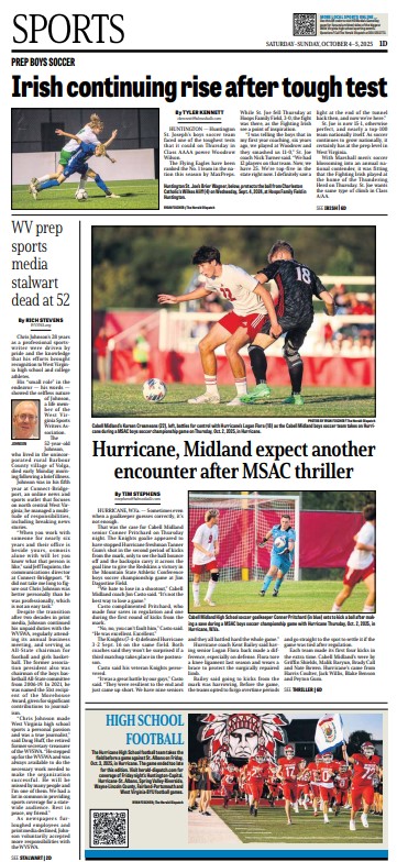 Weekend <a href="/heralddispatch/">The Herald-Dispatch</a> sports front

Local work: <a href="/tylerkennett/">Tyler Kennett</a>, <a href="/sportsturtle11/">Tim Stephens</a>, <a href="/fischer_photo/">Ryan Fischer</a> x3

Inside: <a href="/SholtenPhoto/">Sholten Singer</a> 

Design: <a href="/DJFM76/">Dustin Melchior</a>