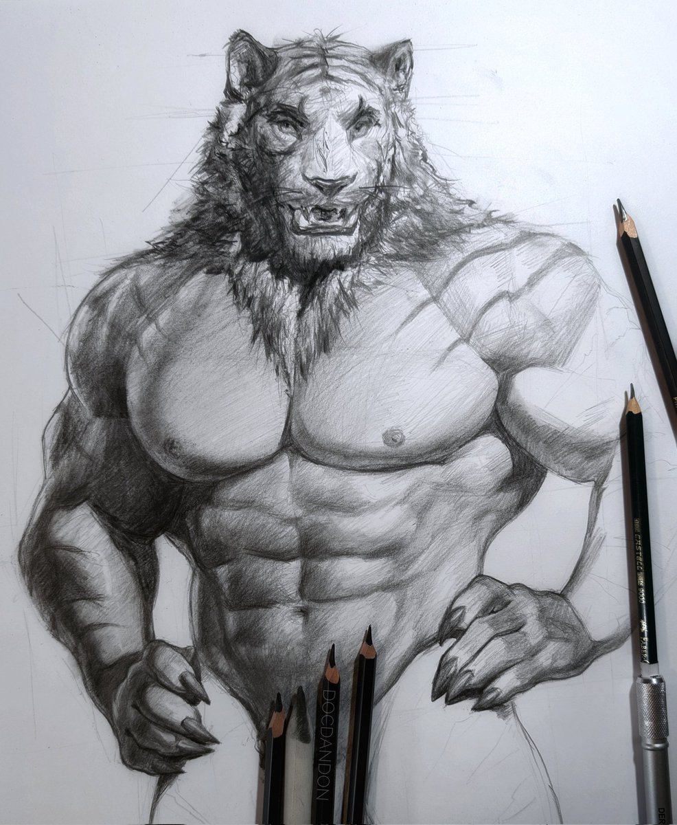 Continuation with pencils.