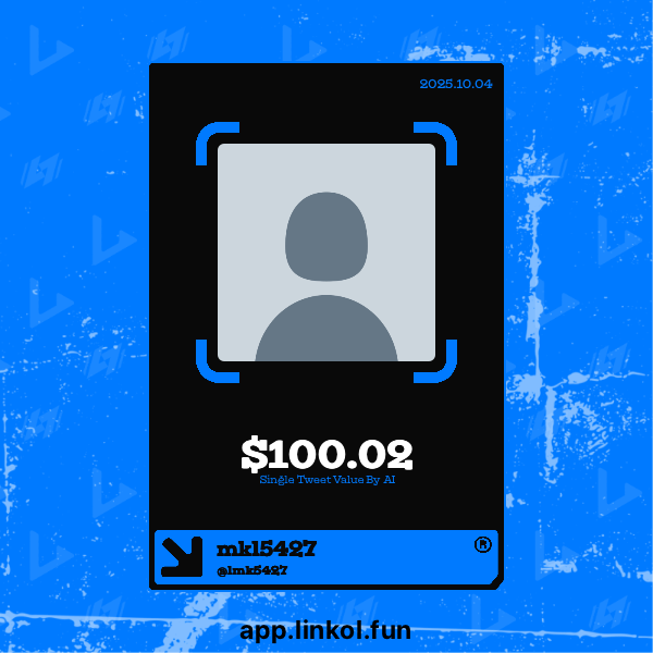 lmk5427's tweet photo. 🌐 Your X tweets become on-chain assets. Use Tweet Value Checker by Linkol. https://t.co/QPeG6wOcK8 @linkol_ai @0xnenx @Crypto_Papam #KOL https://t.co/sfq97oACeV